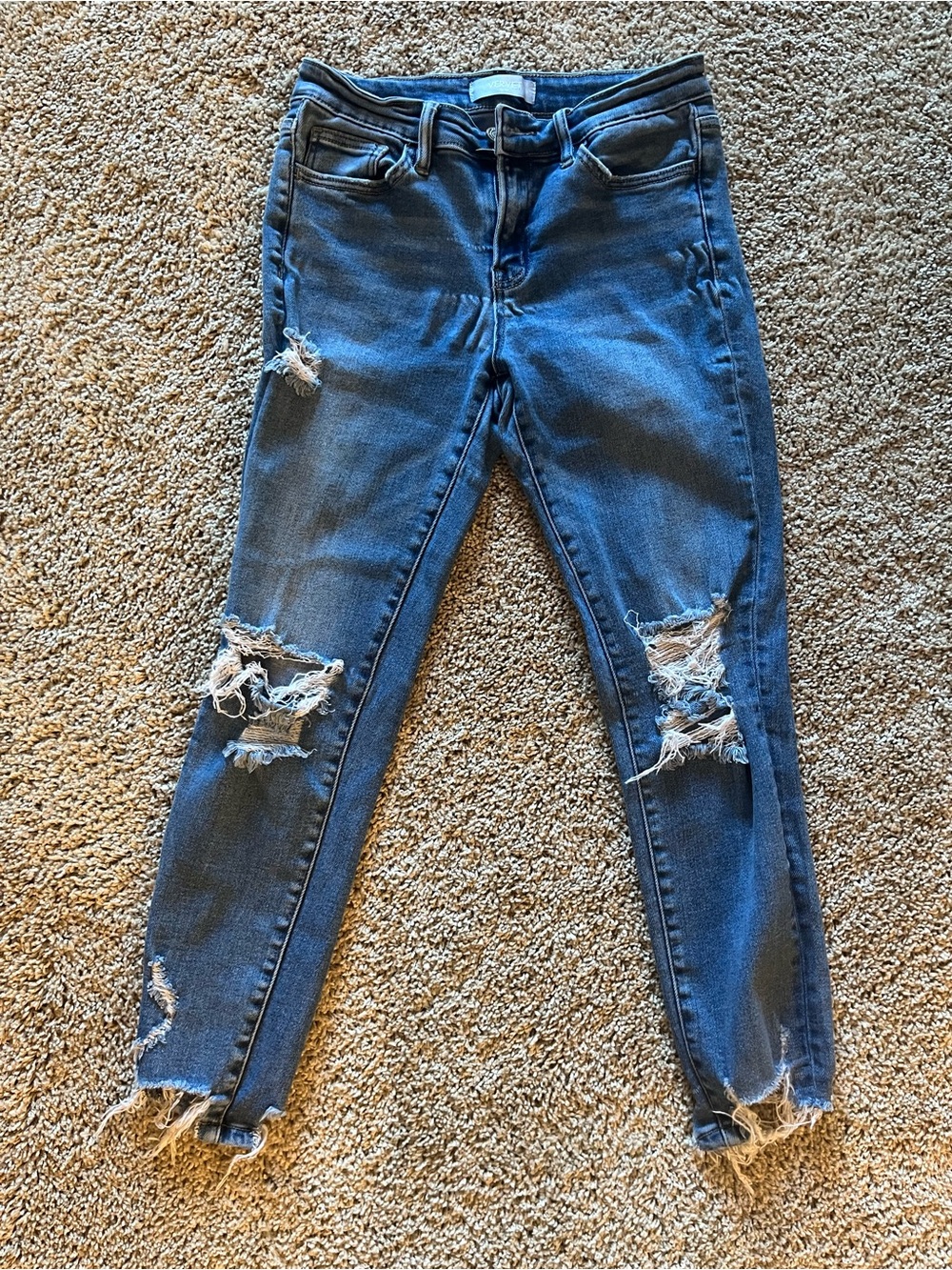 Vervet Women's Distressed Mid-Blue Skinny Jeans Size 24
